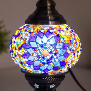 TL405-2-Compact Turkish Mosaic Lamp Blue Star Multicolor Glass Globe Antique Metal Brass Body (2)