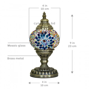 TL405-2-Compact Turkish Mosaic Lamp Blue Star Multicolor Glass Globe Antique Metal Brass Body (7)