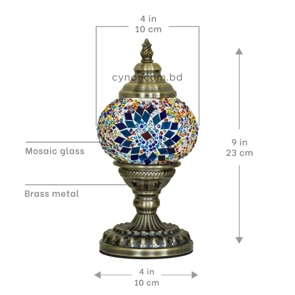 TL405-2-Compact Turkish Mosaic Lamp Blue Star Multicolor Glass Globe Antique Metal Brass Body (7)