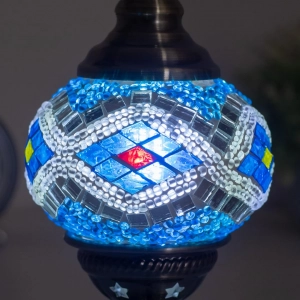 TL405-3-Compact Turkish Mosaic Lamp Blue and White Diamond Glass Design Antique Metal Brass Body (2)