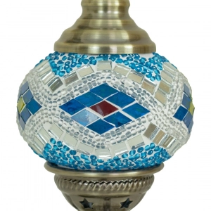 TL405-3-Compact Turkish Mosaic Lamp Blue and White Diamond Glass Design Antique Metal Brass Body (3)