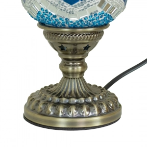 TL405-3-Compact Turkish Mosaic Lamp Blue and White Diamond Glass Design Antique Metal Brass Body (4)