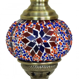 TL405-4-Compact Turkish Mosaic Lamp Red and Blue Star Globe Design Antique Metal Brass Body (3)