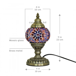 TL405-4-Compact Turkish Mosaic Lamp Red and Blue Star Globe Design Antique Metal Brass Body (7)