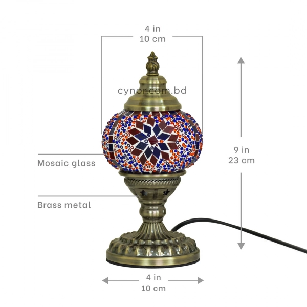 TL405-4-Compact Turkish Mosaic Lamp Red and Blue Star Globe Design Antique Metal Brass Body (7)
