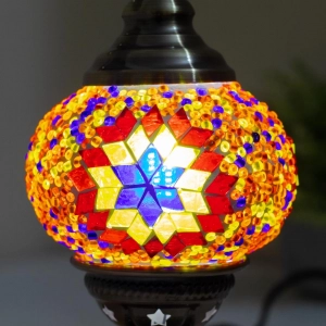TL405-5-Compact Metal Body Orange, Red and Blue Turkish Mosaic Table Lamp Star Globe Design (2)