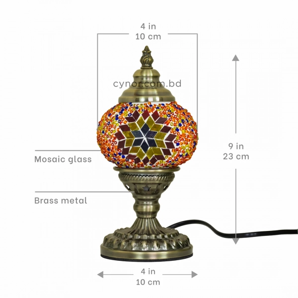 TL405-5-Compact Metal Body Orange, Red and Blue Turkish Mosaic Table Lamp Star Globe Design (7)