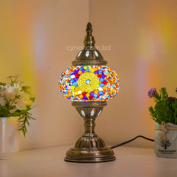 TL406-5-Multicolor Turkish Mosaic Lamp Yellow Orange Purple Mosaic Glass Globe Brass Metal Body (2)