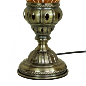 TL407-1-Orange Sunburst Turkish Mosaic Table Lamp Cylindrical Glass Bead Accents Brass Metal Body (5)