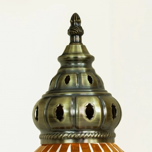 TL407-1-Orange Sunburst Turkish Mosaic Table Lamp Cylindrical Glass Bead Accents Brass Metal Body (6)