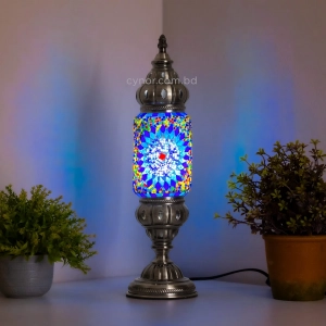 TL407-3-Blue Star Mosaic Turkish Table Lamp Cylindrical Glass Multicolor Bead Brass Metal Body (2)