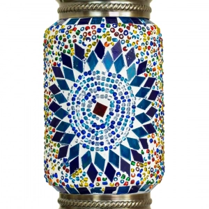 TL407-3-Blue Star Mosaic Turkish Table Lamp Cylindrical Glass Multicolor Bead Brass Metal Body (4)