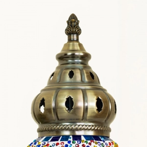 TL407-3-Blue Star Mosaic Turkish Table Lamp Cylindrical Glass Multicolor Bead Brass Metal Body (6)