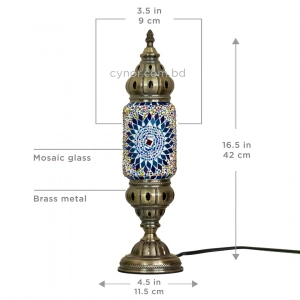 TL407-3-Blue Star Mosaic Turkish Table Lamp Cylindrical Glass Multicolor Bead Brass Metal Body (7)