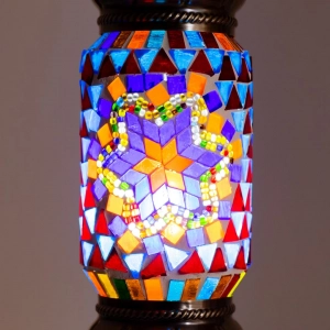 TL407-4-Multicolor Star Design Turkish Mosaic Table Lamp Cylindrical Glass Beaded Brass Metal Body (3)