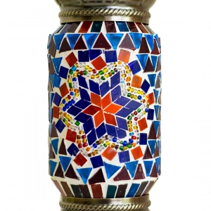 TL407-4-Multicolor Star Design Turkish Mosaic Table Lamp Cylindrical Glass Beaded Brass Metal Body (4)