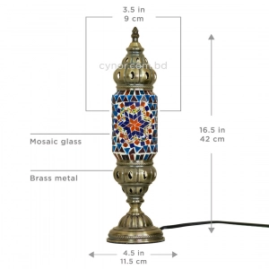 TL407-4-Multicolor Star Design Turkish Mosaic Table Lamp Cylindrical Glass Beaded Brass Metal Body (7)