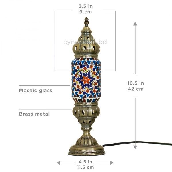 TL407-4-Multicolor Star Design Turkish Mosaic Table Lamp Cylindrical Glass Beaded Brass Metal Body (7)