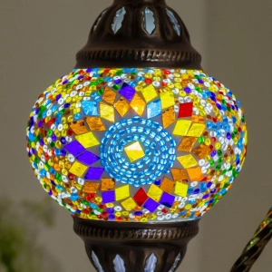 TL408-1-Multicolor Star Glass Globe Turkish Mosaic Swan Neck Table Lamp with Brass Metal Body (3)