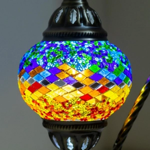 TL408-2-Multicolor Diamond Glass Globe Turkish Mosaic Swan Neck Table Lamp with Metal Brass Body (3)