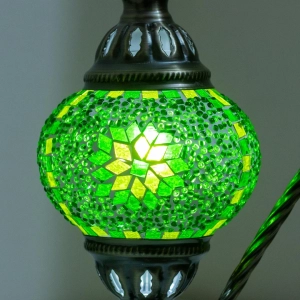TL408-3-Green Star Glass Globe Turkish Mosaic Swan Neck Table Lamp with Metal Brass Body (3)
