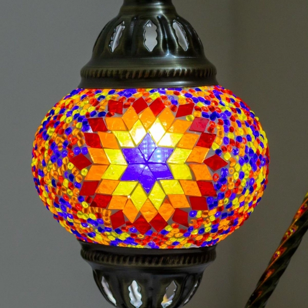 TL408-4-Multicolor Star Glass Globe Turkish Mosaic Swan Neck Table Lamp with Metal Brass Body (2)
