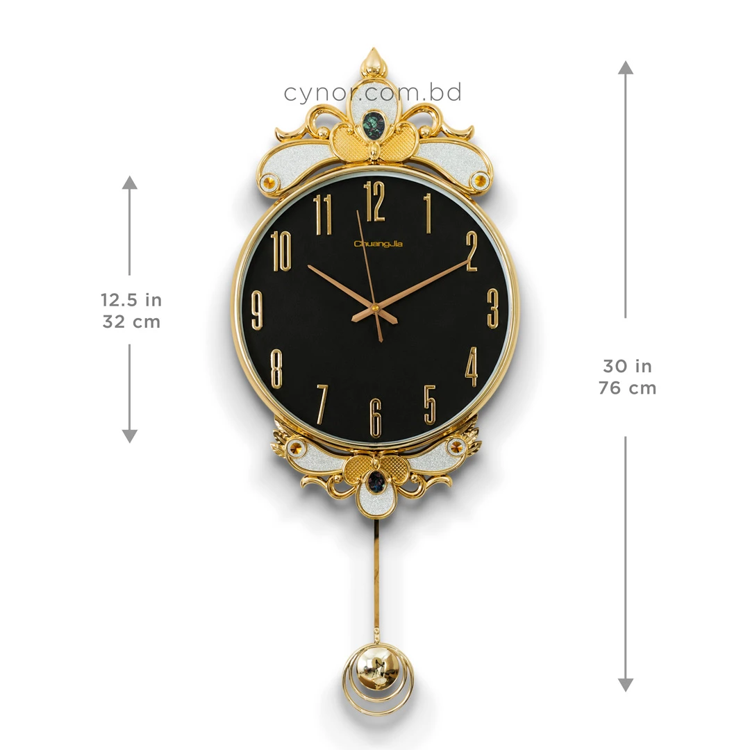 WC740-Black-2-Baroque Style Pendulum Wall Clock Black Dial Fiber Body with Decorative Jewel like Accents (3) WC740-Black-2-Baroque Style Pendulum Wall Clock Black Dial Fiber Body with Decorative Jewel like Accents (3)