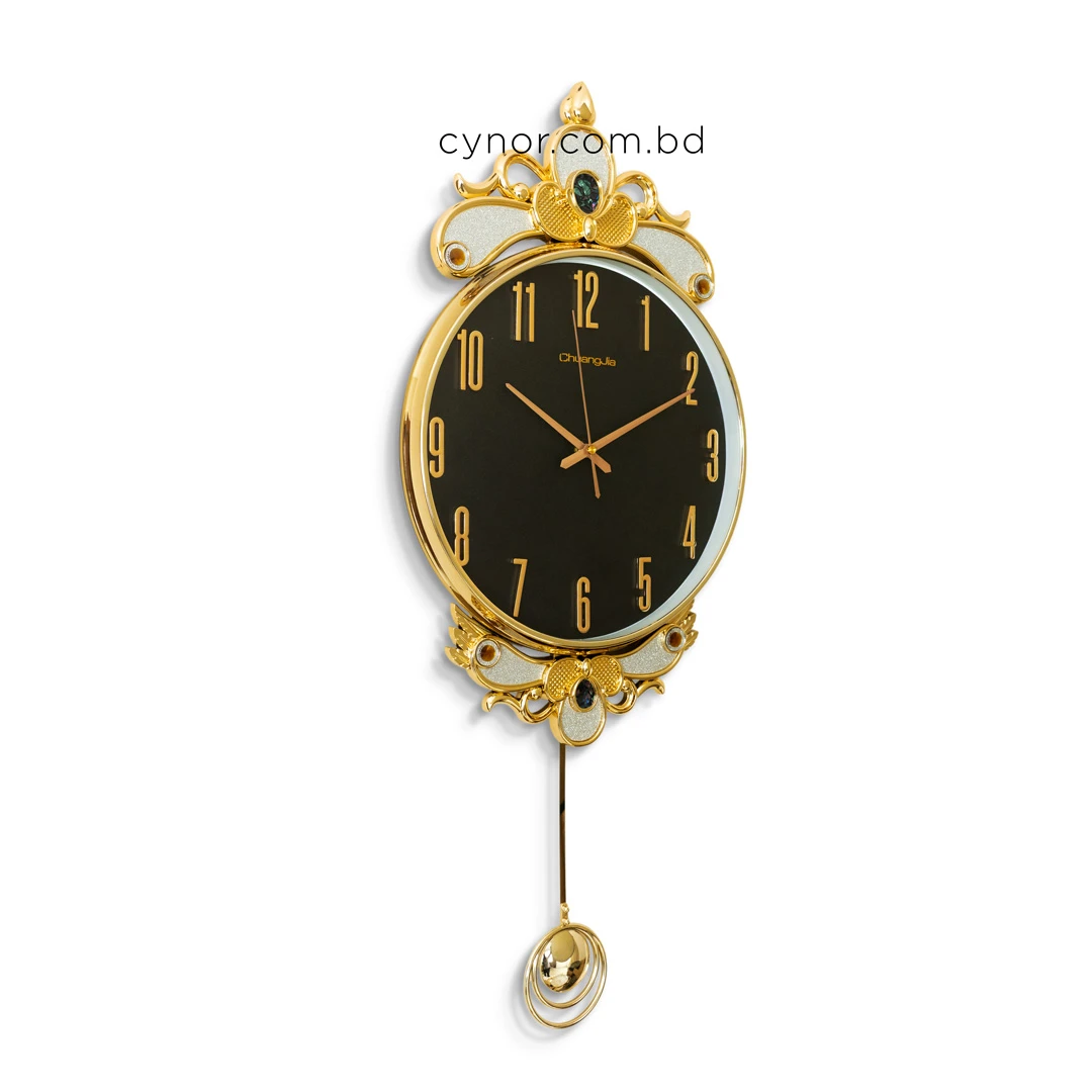 WC740-Black-2-Baroque Style Pendulum Wall Clock Black Dial Fiber Body with Decorative Jewel like Accents (4) WC740-Black-2-Baroque Style Pendulum Wall Clock Black Dial Fiber Body with Decorative Jewel like Accents (4)
