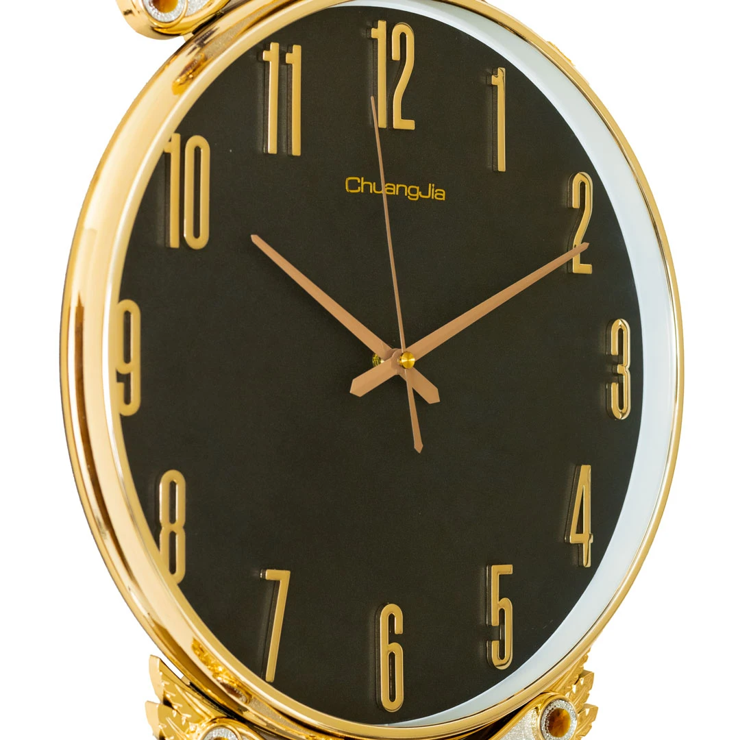 WC740-Black-2-Baroque Style Pendulum Wall Clock Black Dial Fiber Body with Decorative Jewel like Accents (6) WC740-Black-2-Baroque Style Pendulum Wall Clock Black Dial Fiber Body with Decorative Jewel like Accents (6)