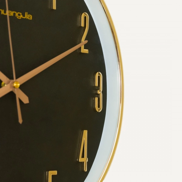 WC740-Black-2-Baroque Style Pendulum Wall Clock Black Dial Fiber Body with Decorative Jewel like Accents (8)