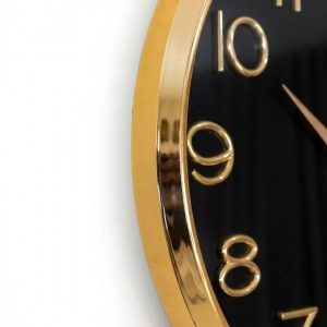 WC740-Black-Baroque Style Pendulum Wall Clock Black Dial Fiber Body with Golden Emerald like Jewel Accents (5)