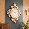 WC742-White-2-Baroque Decorative Wall Clock White Texture Dial Fiber Body Golden Emerald Jewel Accents (1)