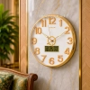 WC800-White-Executive White Dial Golden Fiber Frame Wall Clock with Radium Numerals Digital Calendar Display (10)