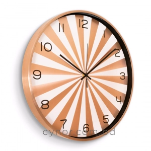 WC805-Copper-Modern Geometric Design Wall Clock Metal Frame Copper and White Sunburst Dial and Glass Cover (3)