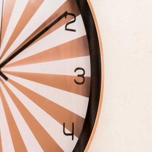 WC805-Copper-Modern Geometric Design Wall Clock Metal Frame Copper and White Sunburst Dial and Glass Cover (5)