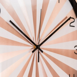 WC805-Copper-Modern Geometric Design Wall Clock Metal Frame Copper and White Sunburst Dial and Glass Cover (7)