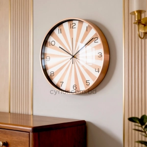 WC805-Copper-Modern Geometric Design Wall Clock Metal Frame Copper and White Sunburst Dial and Glass Cover (9)