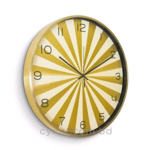 WC805-Golden-Modern Geometric Design Wall Clock Metal Frame Golden and White Sunburst Dial and Glass Cover (2)