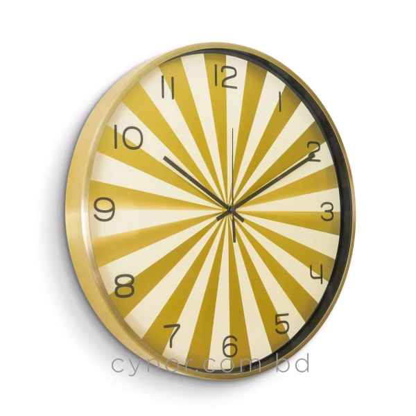 WC805-Golden-Modern Geometric Design Wall Clock Metal Frame Golden and White Sunburst Dial and Glass Cover (2)