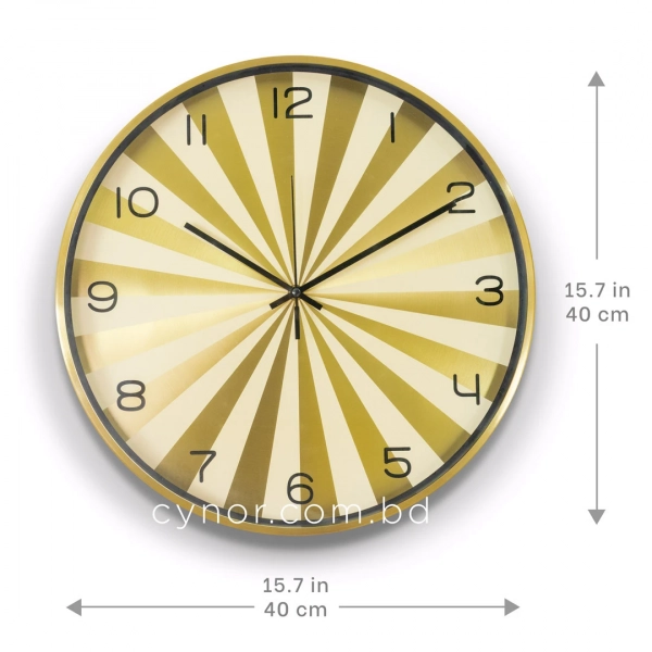 WC805-Golden-Modern Geometric Design Wall Clock Metal Frame Golden and White Sunburst Dial and Glass Cover (7)