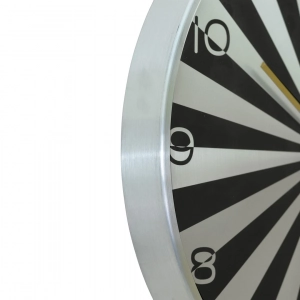 WC805-Silver-Modern Geometric Design Wall Clock Silver Fiber Frame Black and White Sunburst Dial and Glass Cover (7)