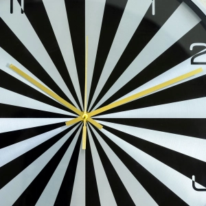 WC805-Silver-Modern Geometric Design Wall Clock Silver Fiber Frame Black and White Sunburst Dial and Glass Cover (8)