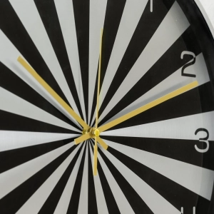 WC805-Silver-Modern Geometric Design Wall Clock Silver Fiber Frame Black and White Sunburst Dial and Glass Cover (9)