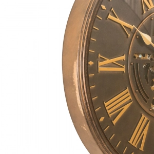 WC807-Vintage Rotating Gear Wall Clock in Distressed Antique Finish with Golden Roman Numerals (9)