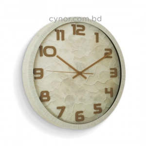 WC808-1-Vintage Distressed Cream Fiber Frame parchment Textured Beige Dial Brown Numerals Wall Clock (3)
