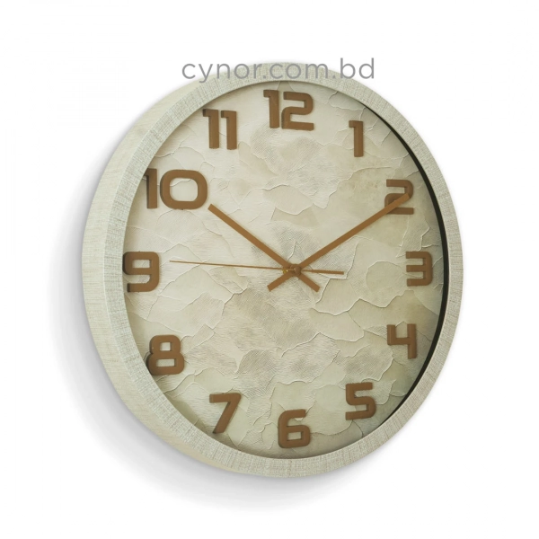 WC808-1-Vintage Distressed Cream Fiber Frame parchment Textured Beige Dial Brown Numerals Wall Clock (3)