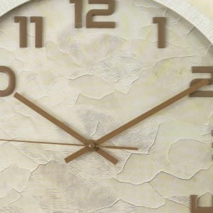 WC808-1-Vintage Distressed Cream Fiber Frame parchment Textured Beige Dial Brown Numerals Wall Clock (4)