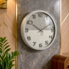 WC808-2-Modern Distressed Gray Fiber Frame Dual-Tone Textured Dial Gray Numerals Wall Clock (1)