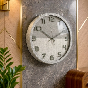 WC808-2-Modern Distressed Gray Fiber Frame Dual-Tone Textured Dial Gray Numerals Wall Clock (1)