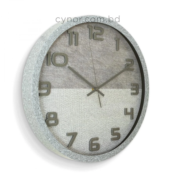 WC808-2-Modern Distressed Gray Fiber Frame Dual-Tone Textured Dial Gray Numerals Wall Clock (3)